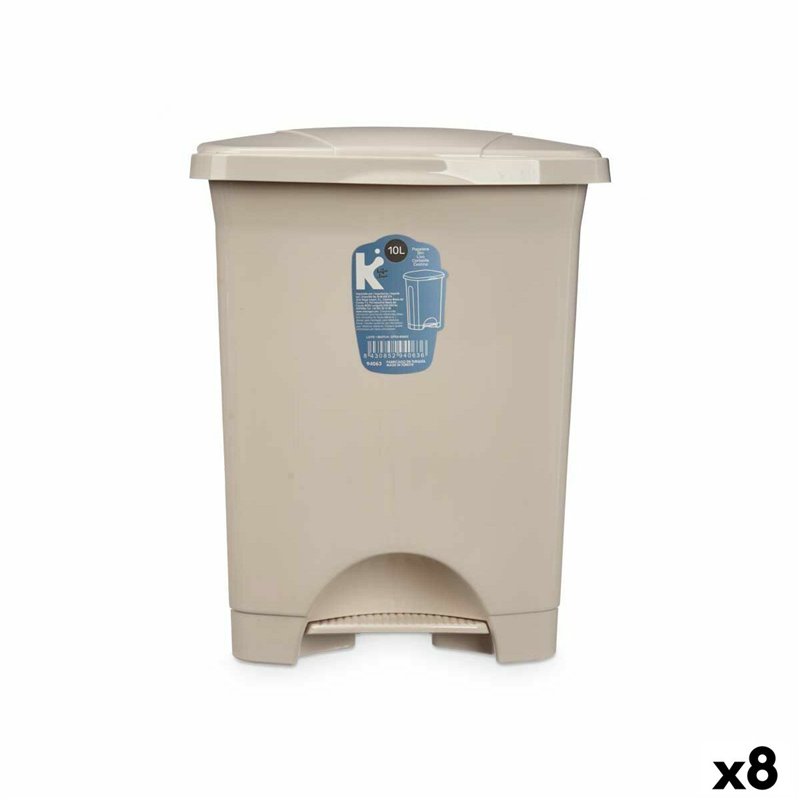 Poubelle à pédale Beige Plastique 10 L (8 Unités)