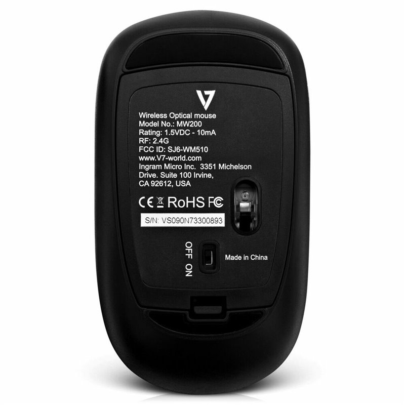 Image secondaire de Souris V7 MW200-1N Noir 1600 dpi