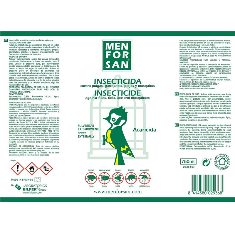 Image secondaire de Insecticide Menforsan Oiseaux 750 ml