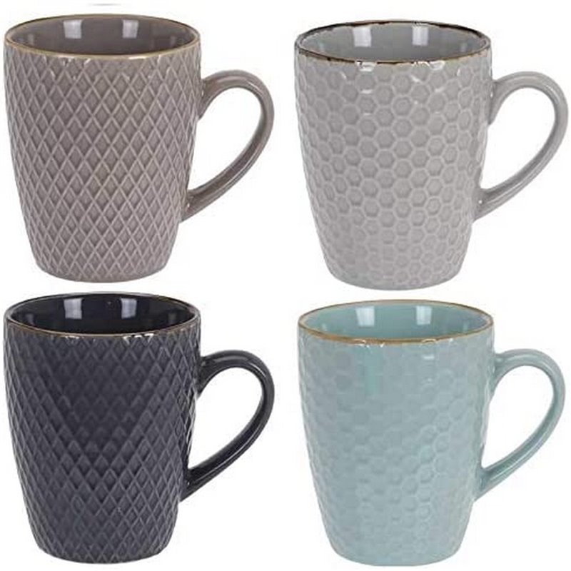 Tasse Excellent Houseware Grès 300 ml Géométrique 4 Pièces