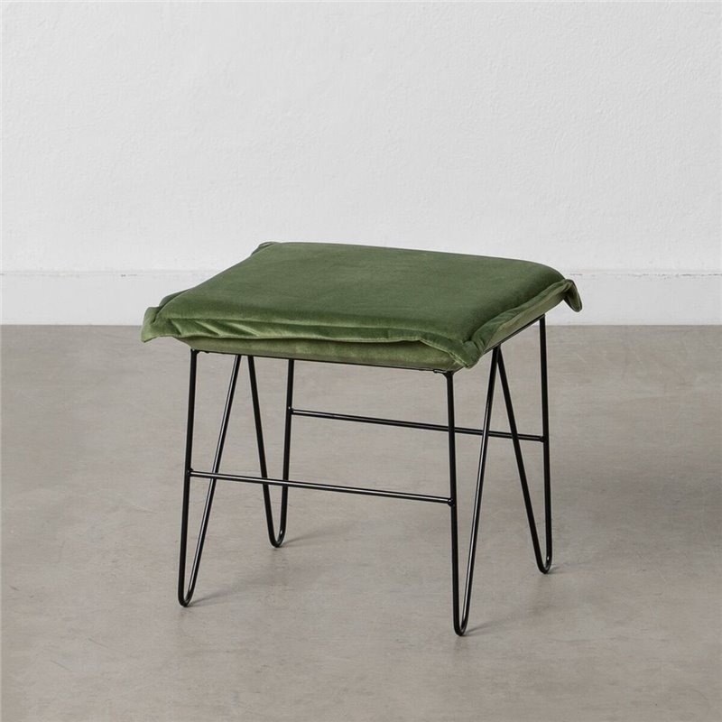 Pouf Tissu Synthétique Métal 40 x 40 x 35 cm Vert clair