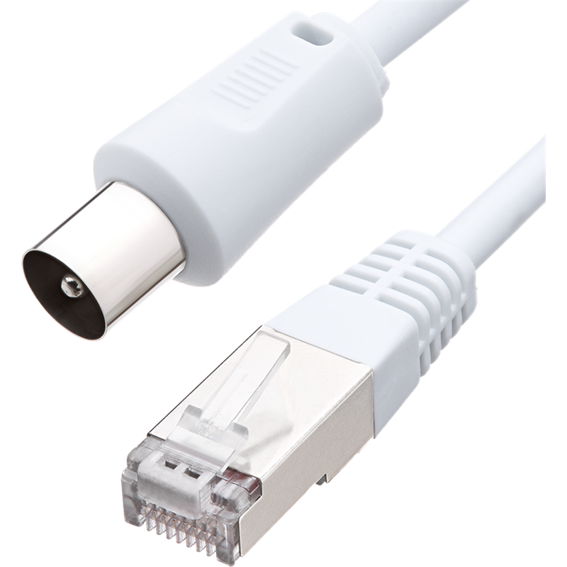 Image secondaire de Câble TV Coaxial 9,52mm Ethernet RJ45 CAT8 Mâle / Mâle 2m Blanc Force Power Lite