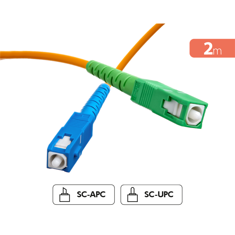 Câble Fibre optique SC/APC Free Monomode 2m Orange et Vert / Bleu Force Power Lite