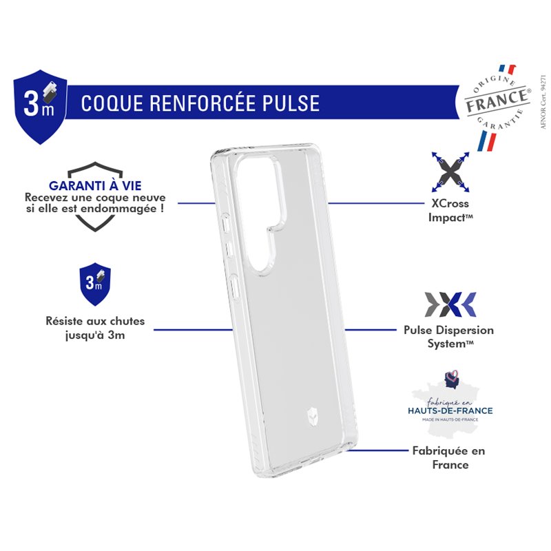 Image secondaire de Coque Renforcée Samsung Galaxy S25 Ultra PULSE Garantie à vie - Transparente FR Force Case