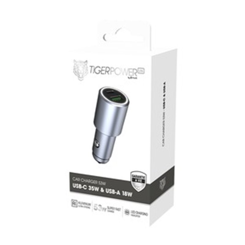 Image secondaire de TIGER POWER LITE CHARGEUR VOITURE 53W USB-C 35W + USB-A 18W ALUMINIUM