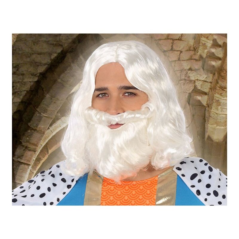 Perruque avec barbe C/P. PELUCA REY MAGO BLANCO 39891 Roi Mage Blanc