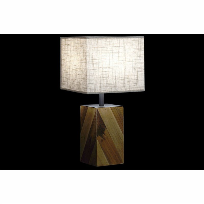 Image secondaire de Lampe de bureau DKD Home Decor 25,5 x 25,05 x 52 cm Sapin Naturel Beige Métal Crème 220 V 60 W 25 x 25 x 21 cm (2 Unités)