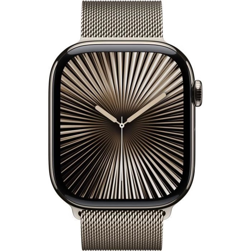 Image secondaire de Apple Watch Series 10 GPS + Cellular - 46mm - Boîtier Natural Titanium - Bracelet Natural Milanese Loop - M/L