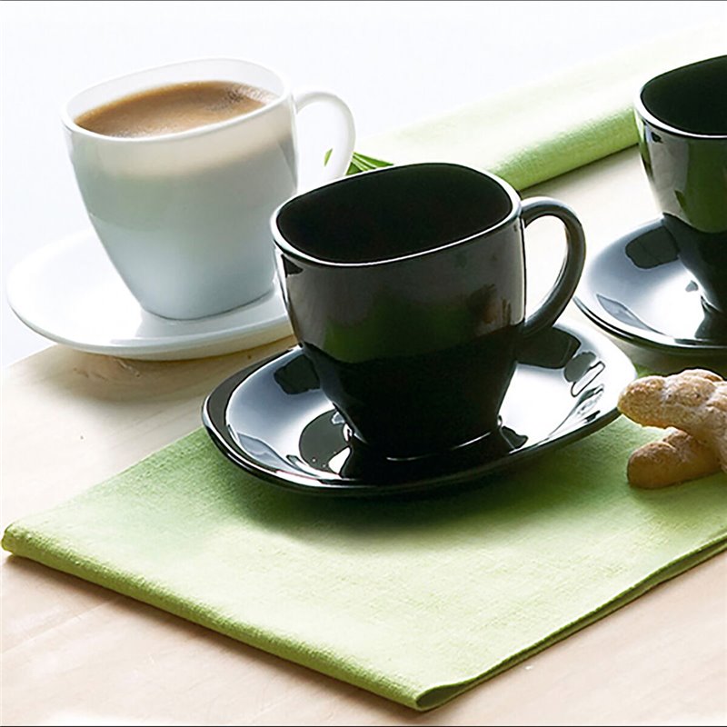 Image secondaire de Lot de tasses avec soucoupes Luminarc Carine N&b Blanc Noir verre 220 ml 12 Pièces
