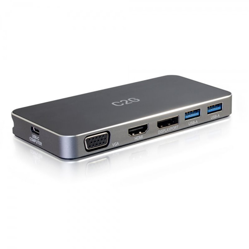 Image secondaire de C2G Station d'accueil MST USB-C[R] pour deux écrans avec HDMI[R], DisplayPort[TM], VGA et alimentation jusqu'à 65 W - 4K 30 Hz