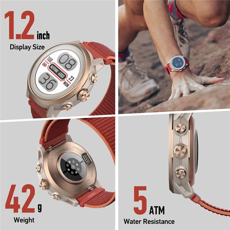 Image secondaire de Montre intelligente Coros WAPX2-PNK Noir Rose 1,2