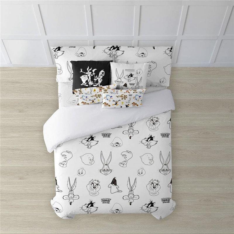 Image secondaire de Housse de Couette Looney Tunes Looney B&W Blanc black 140 x 200 cm