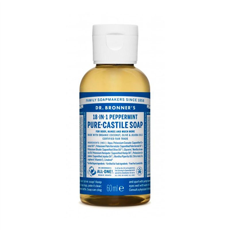 Savon liquide Dr Bronner's 18 in 1 Peppermint 60 ml