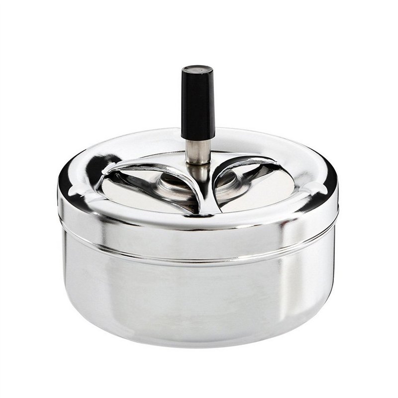 Cendrier Excellent Houseware Avec couvercle Plaque Tournante Argenté Multicouleur métallique Acier inoxydable Ø 9,5 cm