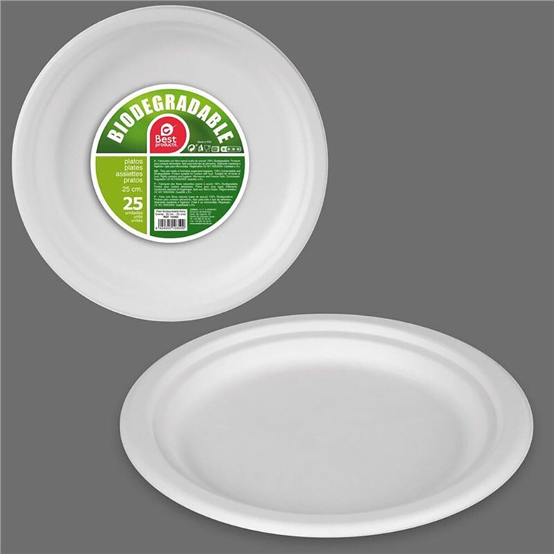 Image secondaire de Service de vaisselle Best Products Green Canne à sucre Ø 25 cm Biodégradable Produits à usage unique 25 Unités