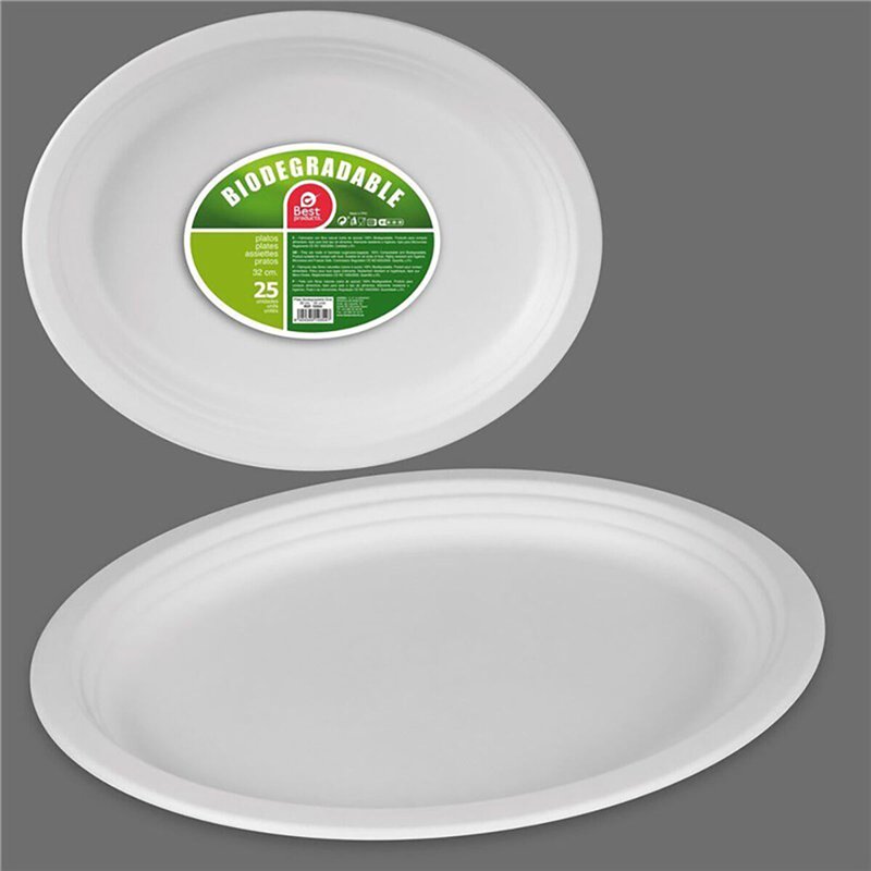 Image secondaire de Service de vaisselle Best Products Green Canne à sucre ø 32 cm Biodégradable Produits à usage unique 25 Unités