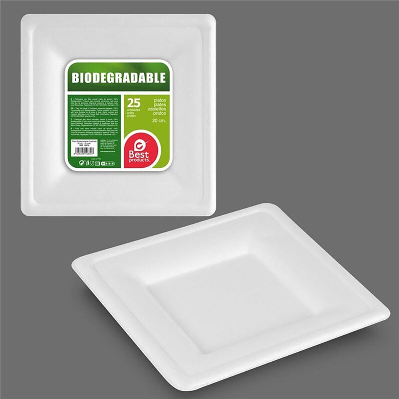 Image secondaire de Service de vaisselle Best Products Green Canne à sucre Ø 20 cm Blanc Biodégradable Produits à usage unique 25 Unités