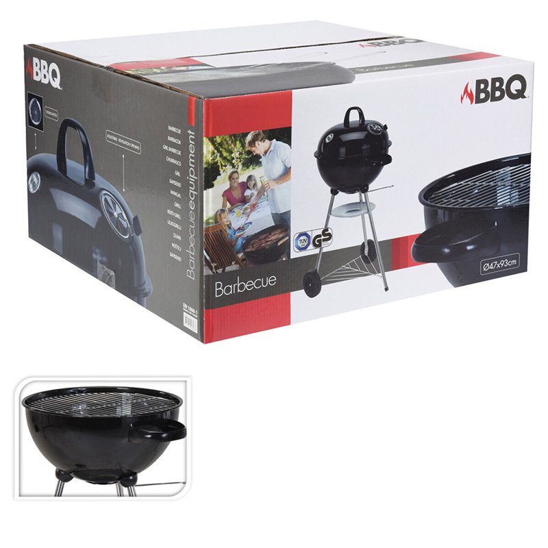 Image secondaire de Roues de barbecue au charbon de bois Noir 47 x 90 cm Ronde
