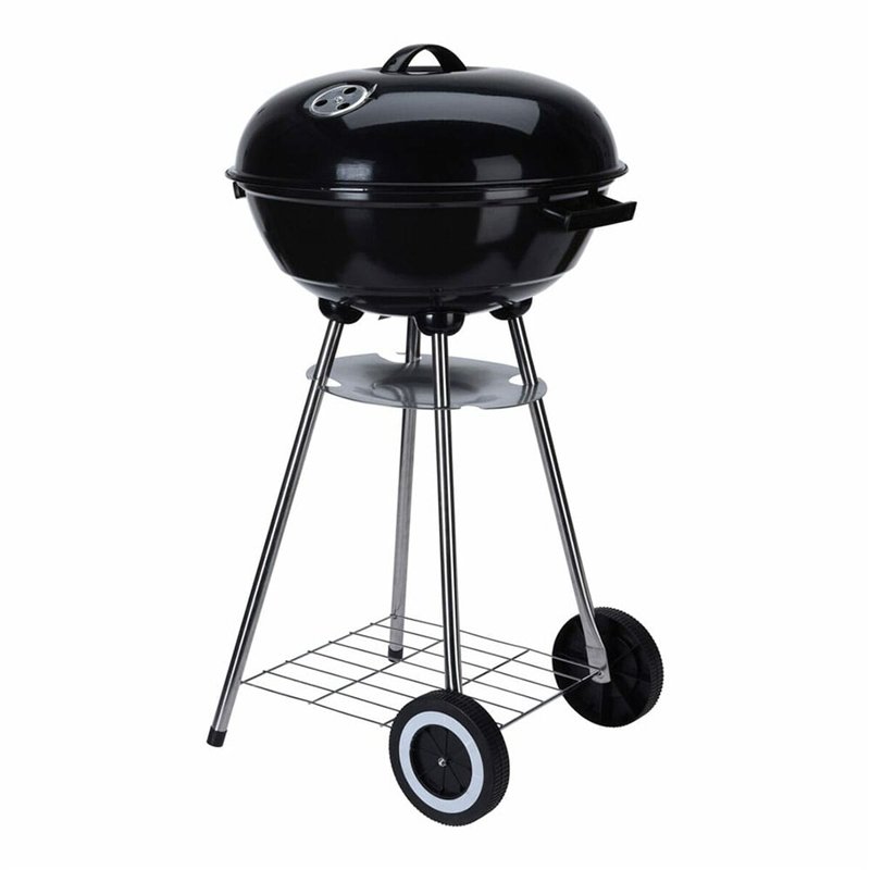 Roues de barbecue au charbon de bois Noir Acier émaillé Ronde
