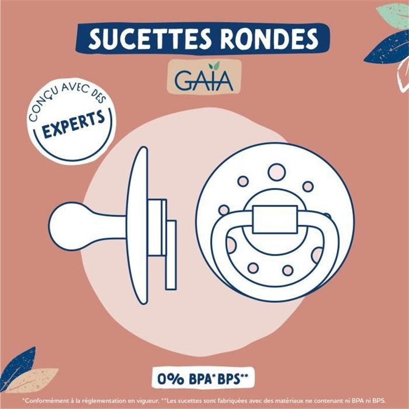 Image secondaire de Sucette Dodie Gaia +0m Bord de Mer Lot de 2 - Sucette ronde - Caoutchouc naturel - Lent - Blanc