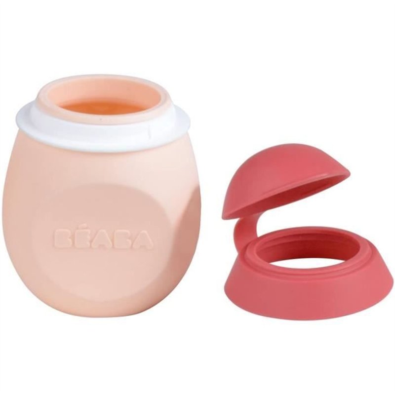 Image secondaire de BEABA Gourde bébé/enfant en silicone, BabySqueez' 2 en 1, 2 embouts (1er et 2eme age), 180 ml, Rose