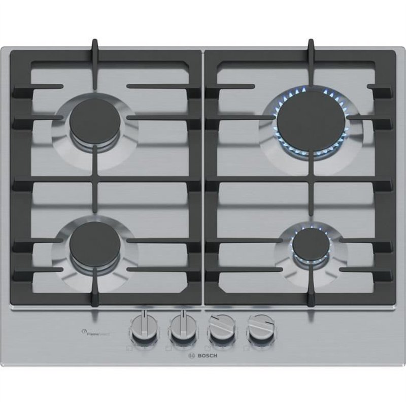 Table de cuisson a gaz - BOSCH Série 6 - 4 foyers - 52 x 58,2 x 4,5 cm - PCP6A5I90 - Inox