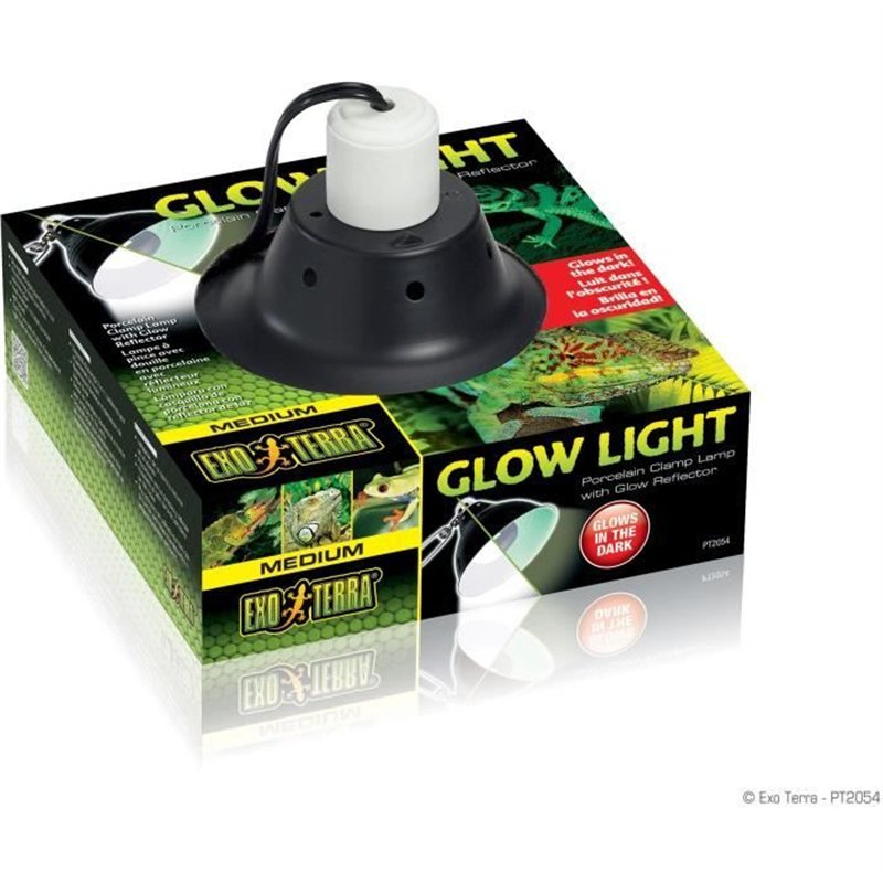 Lampe d'éclairage pour terrarium - EXO TERRA - Glow Light M - Pince avec douille porcelaine - Réflecteur lumineux - Jour/nuit -