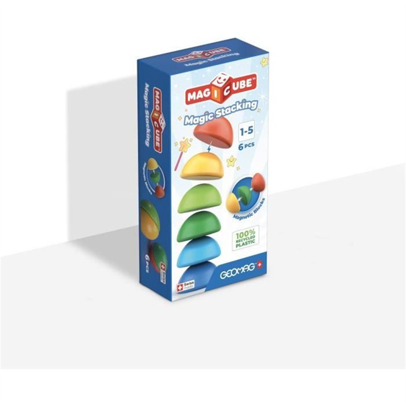 Blocs magnétiques - GEOMAG - Magicube 060 - 6 pieces - Empilables - Plastique recyclé