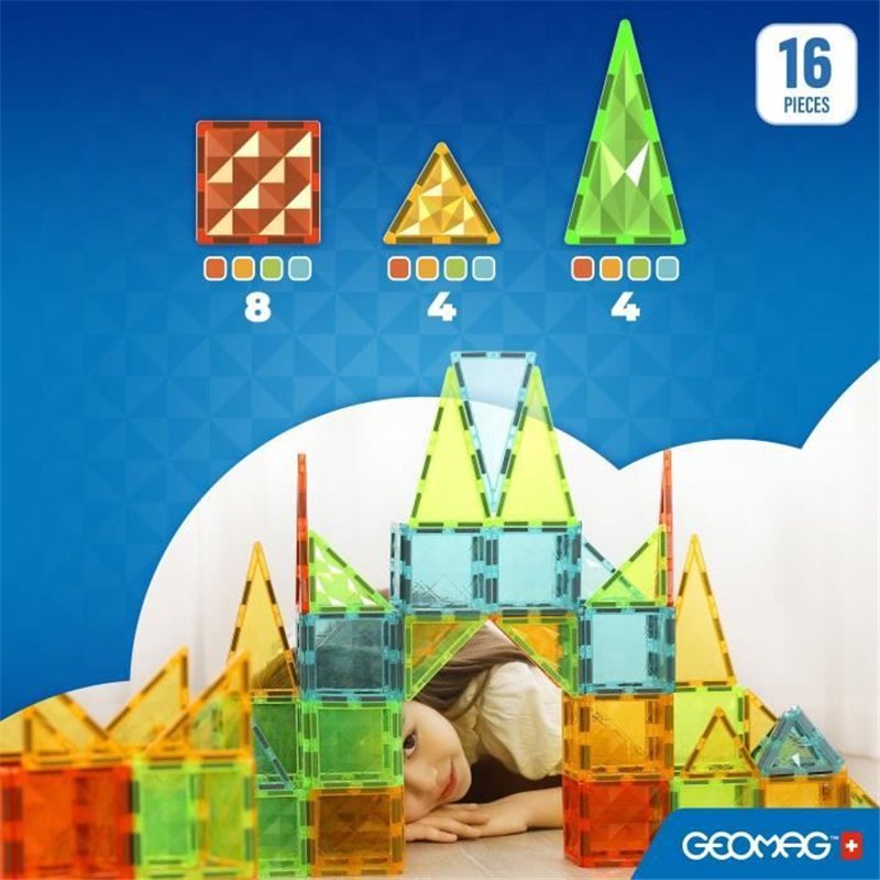 Image secondaire de Tuiles magnétiques - GEOMAG - Tiles Gems 4100 - 16 pieces - Formes géométriques - Effet cristal