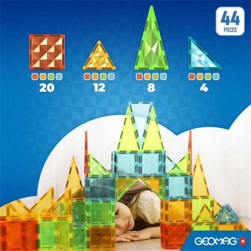 Image secondaire de Tuiles magnétiques - GEOMAG - Tiles Gems 4102 - 44 pièces - Formes géométriques - Effet cristal