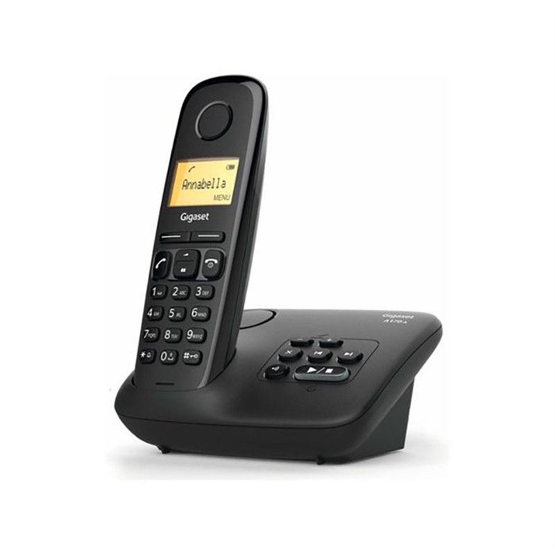 Téléphone Fixe GIGASET A170A Noir - Répondeur - Répertoire 50 contacts - Enregistrement 25 min