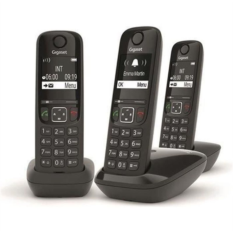 Téléphone Fixe AS690 Trio Noir - GIGASET - Mains-libres performant HSP - Blocage d'appels efficace
