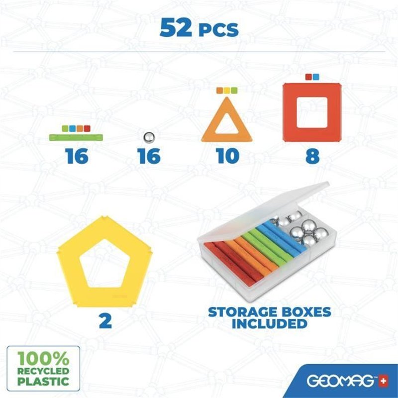 Image secondaire de Jeu de construction magnétique - GEOMAG - Supercolor Panels Recycled 52 pieces - Jouet éducatif - 3D - Durable