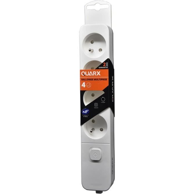 Multiprise - QUARX - 4 prises - Avec interrupteur, câble 1,5m