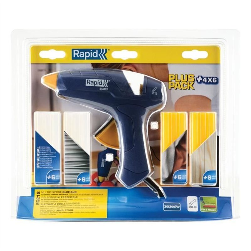 Image secondaire de Pistolet a colle pour colle Ø 12mm - RAPID - EG212 - Blister + 4 type de colle