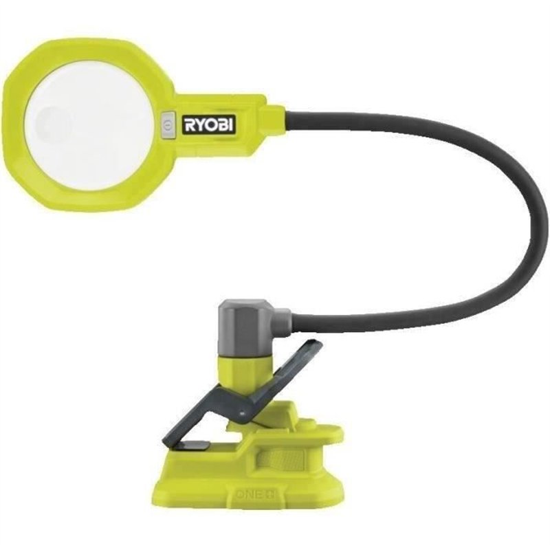 RYOBI - Lampe a pince avec corps flexible 18V ONE+ - 200-400 Lumens - 2 zones de loupe x2,25 et x5 - Disponible - RML18-0