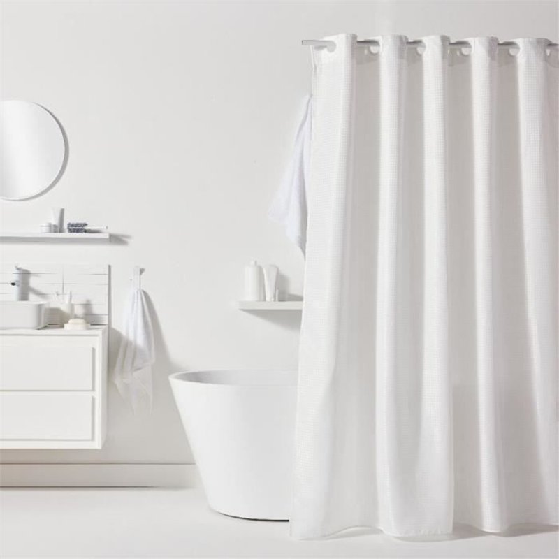 Rideau de douche gauffré - White - Polyester - 180 x 200 cm - 12 crochets - UTILITY - TODAY
