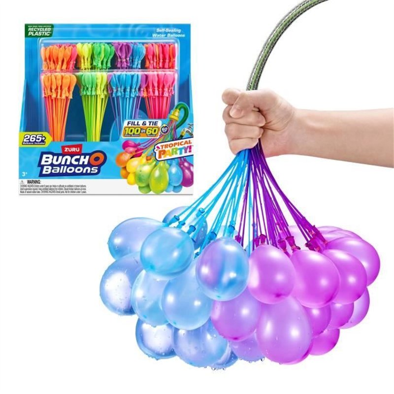Ballons à eau - ZURU BUNCHO BALLOONS - Tropical Party - 265 ballons - Fermeture automatique - Prêt en 60 sec