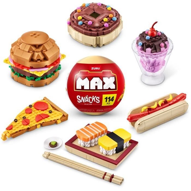 Image secondaire de Set de construction - ZURU - Snack - 200 pieces max - 6 snacks - Burger, glace ou sushi