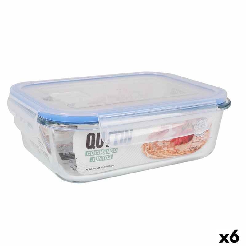 Boîte à lunch hermétique Quttin Transparent Rectangulaire 1L (6 Unités)
