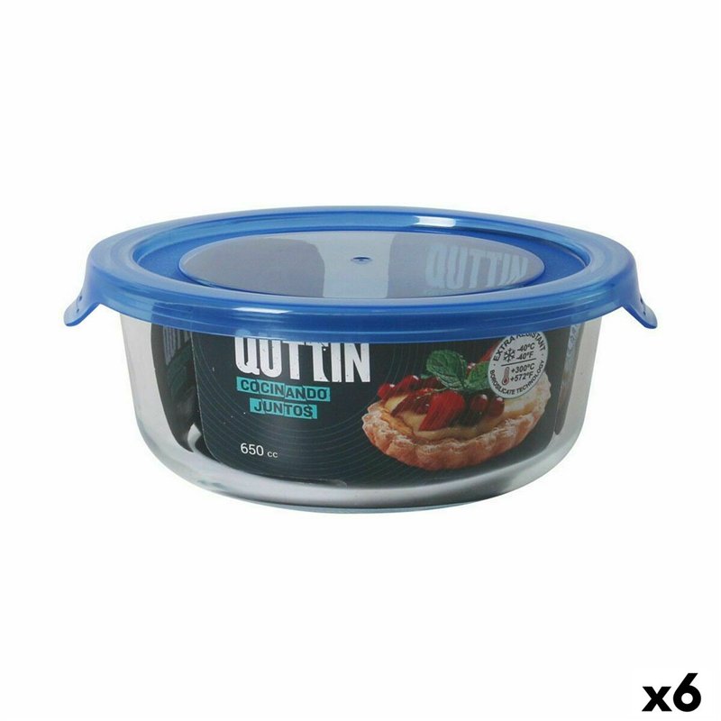 Boîte à lunch hermétique Quttin Bleu Transparent 650 ml (6 Unités)