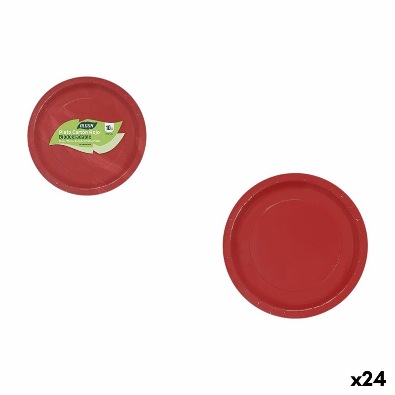 Service de vaisselle Algon Rouge 20 cm 10 Pièces (24 Unités)
