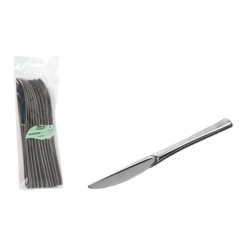 Image secondaire de Set de couteaux réutilisables Algon Argenté Plastique 20 cm 10 Pièces (24 Unités)