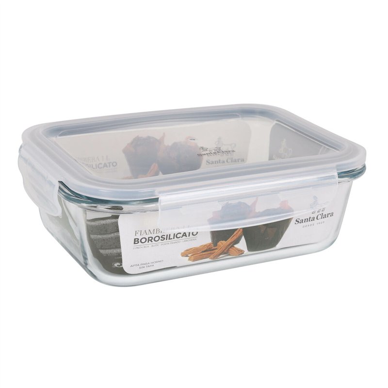 Image secondaire de Boîte à lunch hermétique Santa Clara Transparent Rectangulaire 1L (6 Unités)