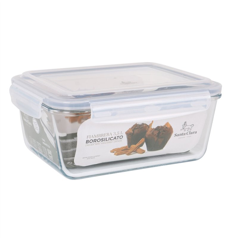 Image secondaire de Boîte à lunch hermétique Santa Clara Transparent Rectangulaire 3,5 L (3 Unités)