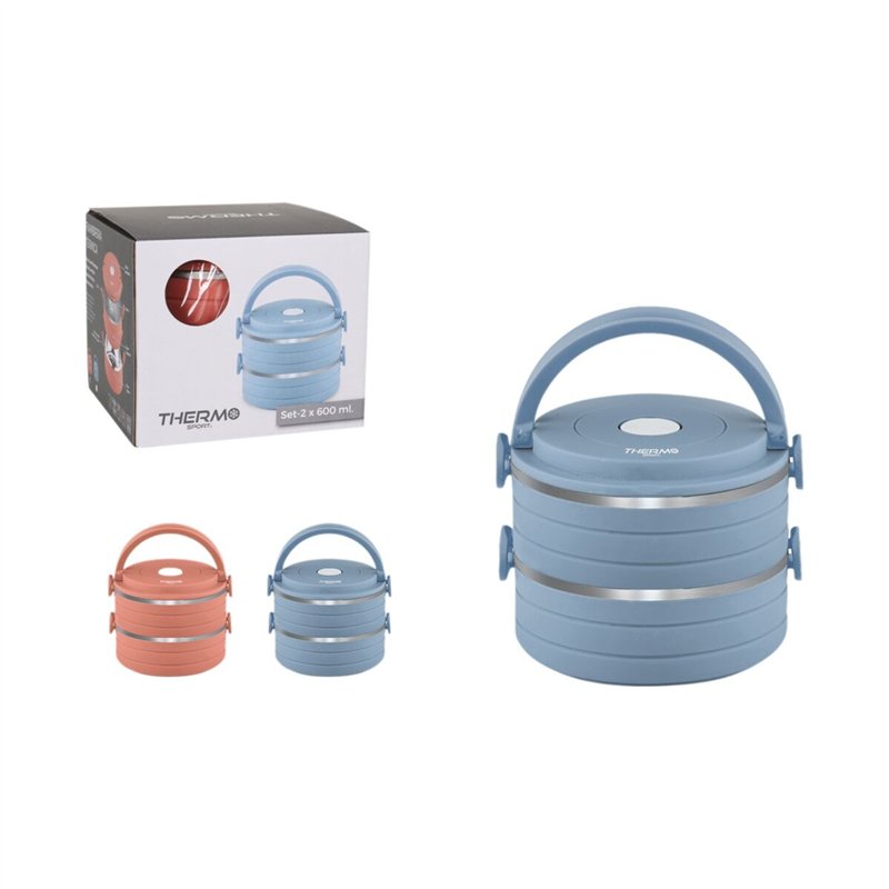 Image secondaire de Ensemble de Boîtes à Lunch ThermoSport Bleu Rouge Acier Plastique 600 ml 2 Pièces (6 Unités)
