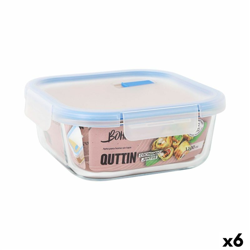 Boîte à lunch hermétique Quttin Boho Transparent 1,1 L (6 Unités)