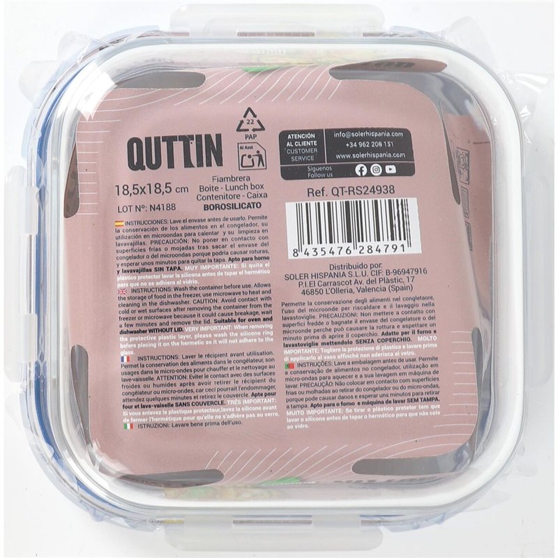Image secondaire de Boîte à lunch hermétique Quttin Boho Transparent 1,1 L (6 Unités)