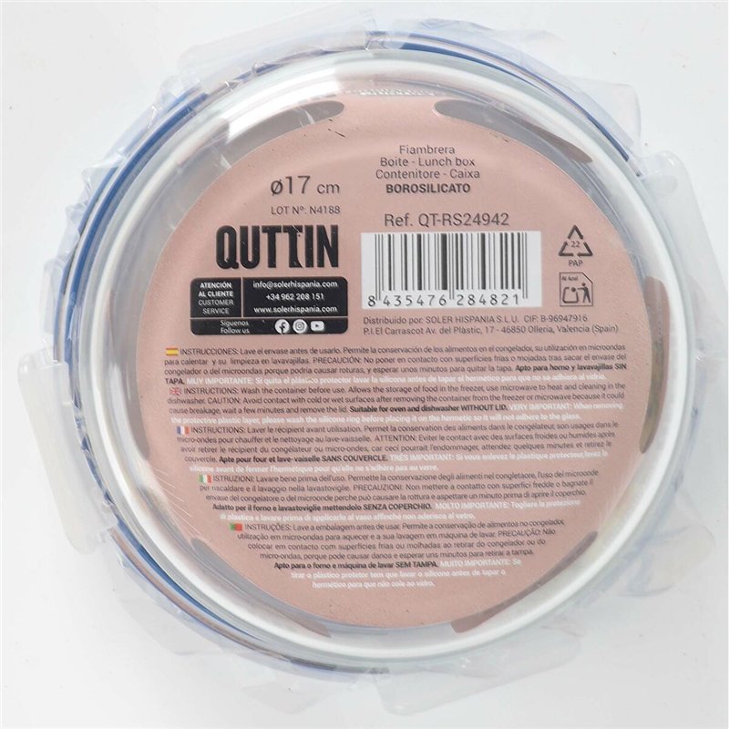 Image secondaire de Boîte à lunch hermétique Quttin Boho Transparent 0,9 l (6 Unités)