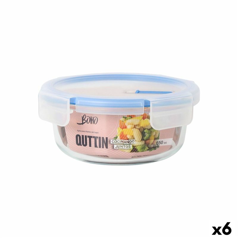 Boîte à lunch hermétique Quttin Boho Transparent 650 ml (6 Unités)